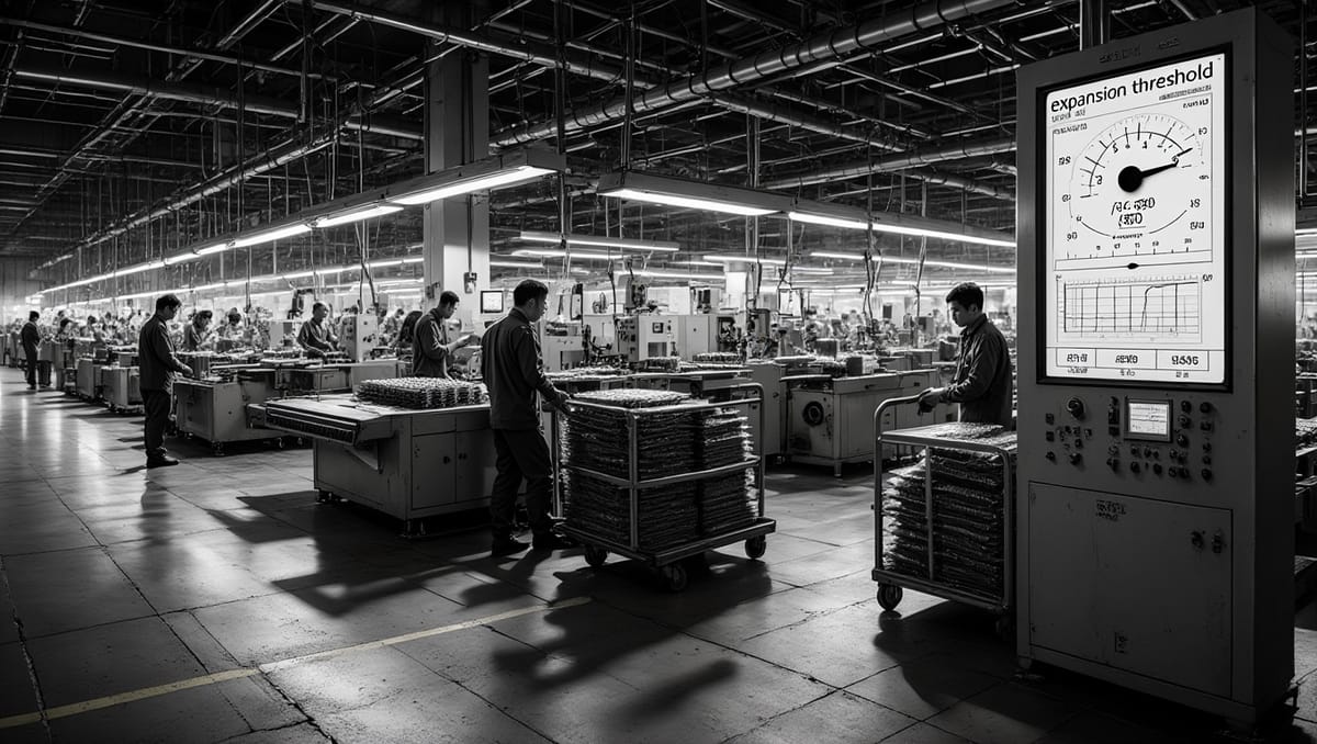 Chinese Factory Output Edges Higher But Stays Below Expansion Threshold