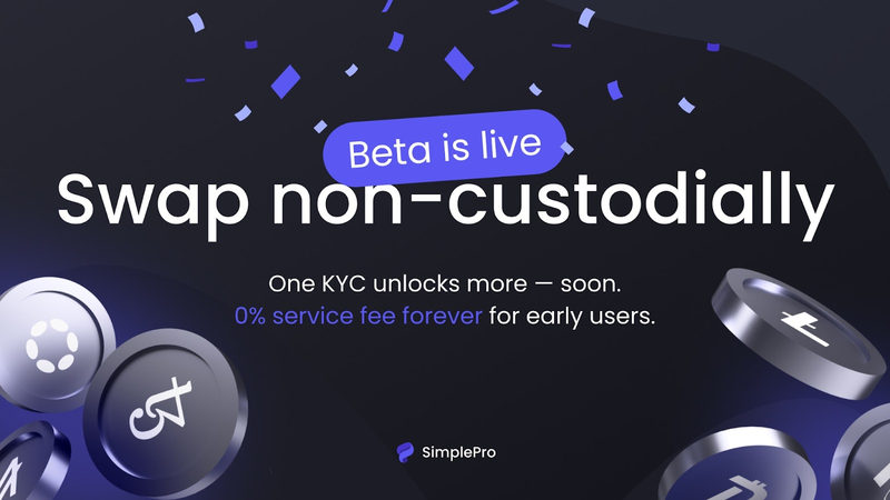 SimplePro.io Invites Users to Join Beta of Non-Custodial Crypto Swap Platform Emphasizing Easy One-Time KYC for Access to Liquidity Sources post image